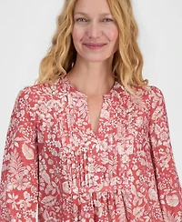 Nautica Women's Floral Pintuck Blouse