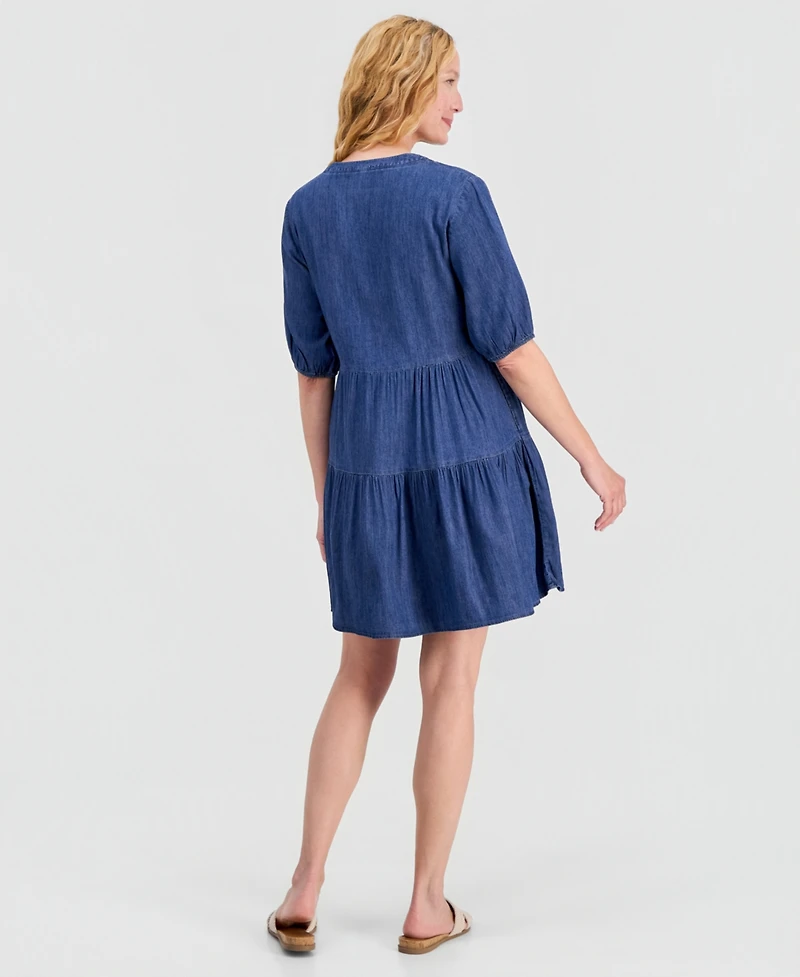 Nautica Women's Tiered Chambray A-Line Dress