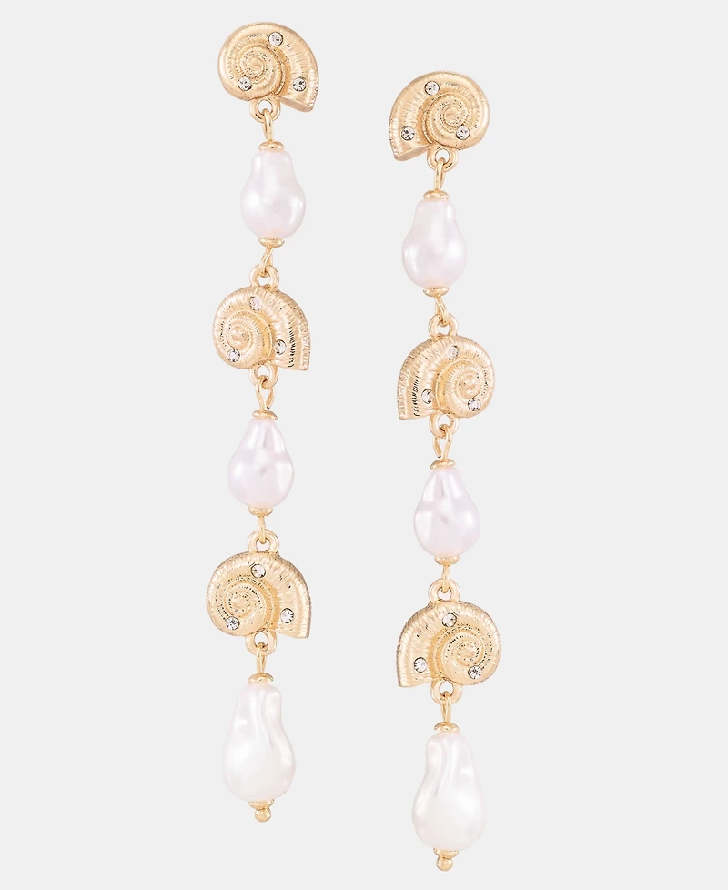 I.n.c. International Concepts Pave Shell & Imitation Pearl Linear Drop Earrings, Macy's Exclusive