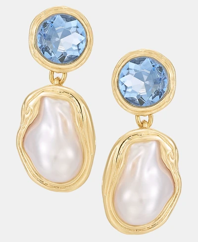 I.n.c. International Concepts Stone & Imitation Pearl Drop Earrings, Macy's Exclusive