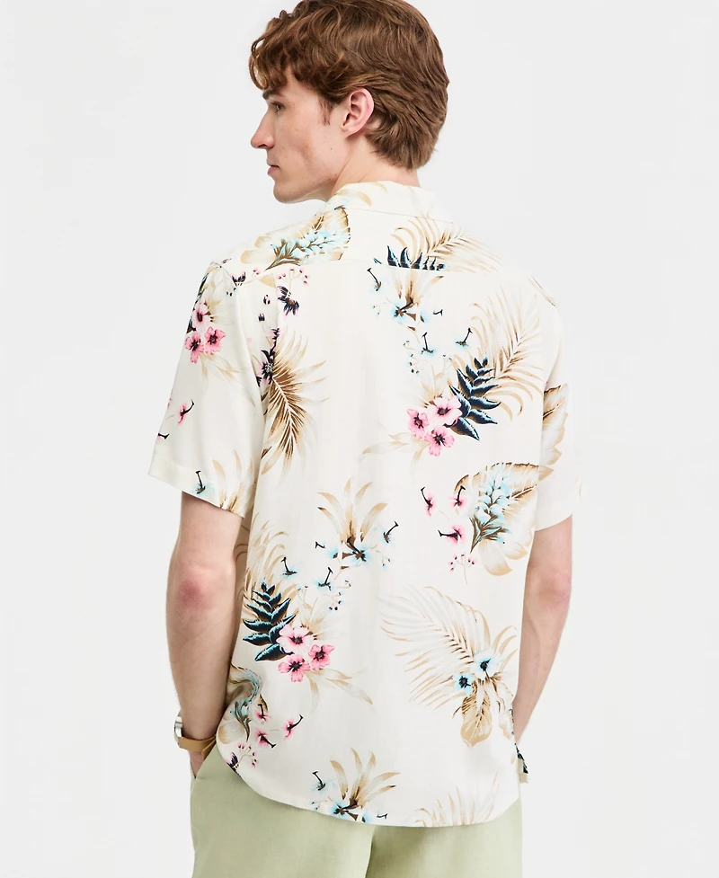 Club Room Men's Printed Silk-Blend Short Sleeve Shirt, Macy's Exclusive - Print