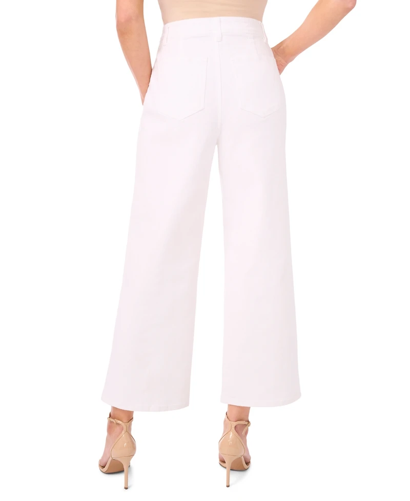 CeCe Women's Wide-Leg Pintuck Jeans