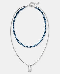 On 34th Beaded Layered Tear-Shape Pendant Necklace, 16" + 2" extender, Macy's Exclusive