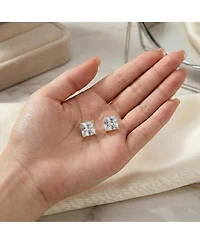 Sterling Silver Cubic Zirconia Square Studs