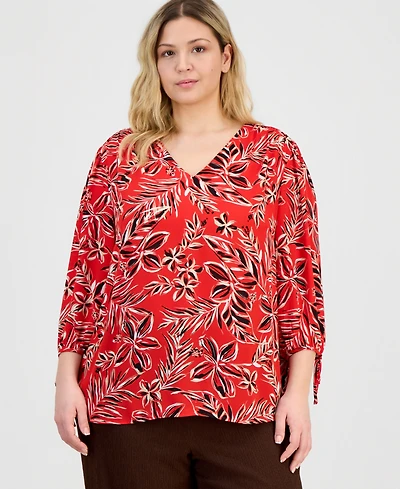 Anne Klein Essentials Plus V-Neck 3/4-Sleeve Top