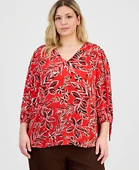 Anne Klein Essentials Plus V-Neck 3/4-Sleeve Top