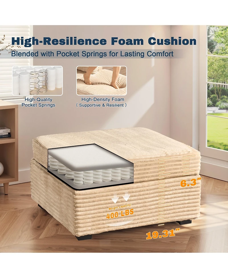 Xizzi Modular Sectional Sofa Ottoman Seat Module, 32.7" for Diy Combination L U V Shaped,Plush Corduroy Loveseat Chair Living Ro