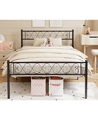 gaomon Metal Bed Frame - Headboard and Footboard with Iron Heart Design, Platform Bed for Boys and Girls