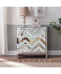 Streamdale Furniture Silver Mirror Trim Storage Cabinet for Any Room