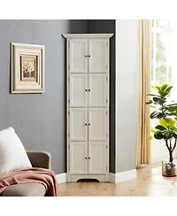 Streamdale Furniture Modern White Tall Storage Cabinet with Doors and 4 Shelves