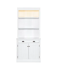 Streamdale Furniture 83.4" Tall Bookshelf With Led Lighting, Modern Bookcase