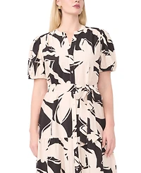 Msk Plus Center-Front Button V-Neck Maxi Shirt Dress