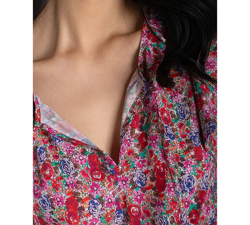 Liverpool Los Angeles Petite Flutter-Sleeve Peplum Woven Top