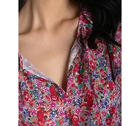 Liverpool Los Angeles Petite Flutter-Sleeve Peplum Woven Top