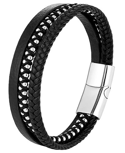 Rhona Sutton Men's Zenith Leather and Stainless Steel Bracelet