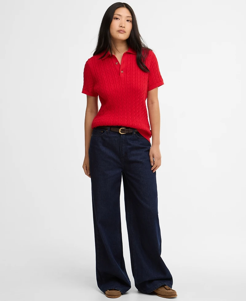 Barbour Women's Hartland Knitted Short-Sleeve Polo Jumper