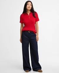 Barbour Women's Hartland Knitted Short-Sleeve Polo Jumper