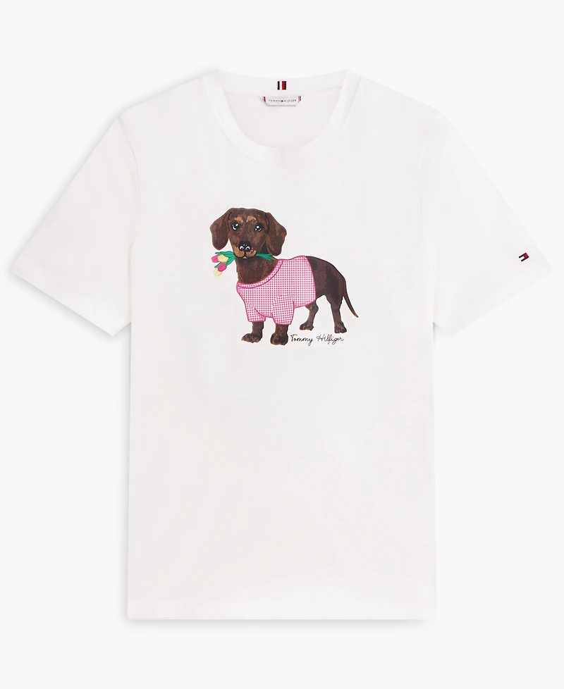 Tommy Hilfiger Women's Graphic Dog Print T-Shirt