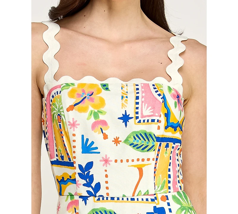 Trixxi Women's Sleeveless Ric Rac Trim Detail Slim Dress