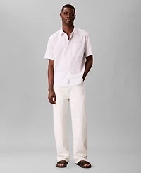 Calvin Klein Men's Short-Sleeve Crinkle Poplin Shirt