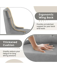 Gymax Upholstered Dining Chairs Set of 2 w/ Rubber Wood Legs Padded Seat Nailhead Trim Beige