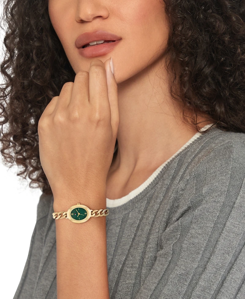 Tommy Hilfiger Women's Quartz Gold Tone Stainless Steel Chain Bracelet Watch, 21.5mm