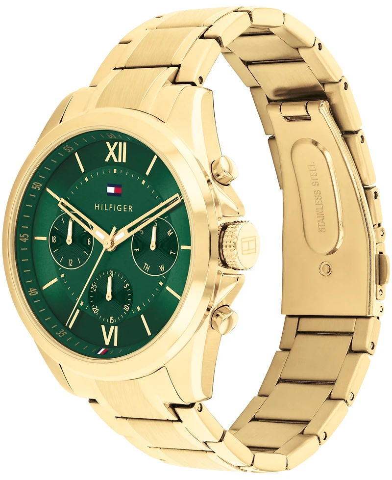 Tommy Hilfiger Men's Multifunction Gold Tone Stainless Steel Bracelet Watch, 42mm