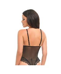 Oh La Cheri Women's Valentine Sheer Lacey Teddy