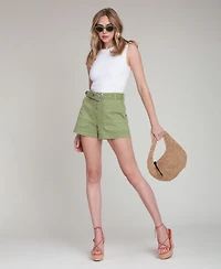Avec Les Filles Women's High-Rise Belted Shorts
