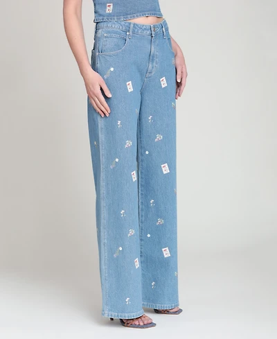 Avec Les Filles Women's High-Rise Printed Jeans