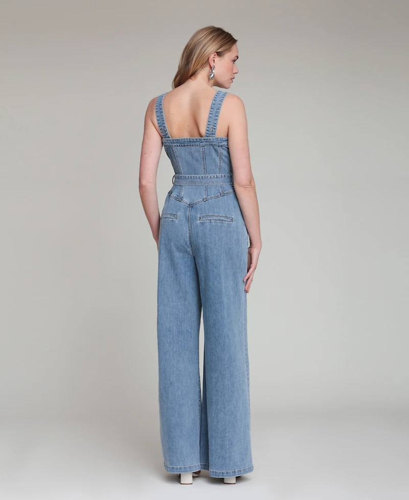 Avec Les Filles Women's Zip-Front Corset Jumpsuit
