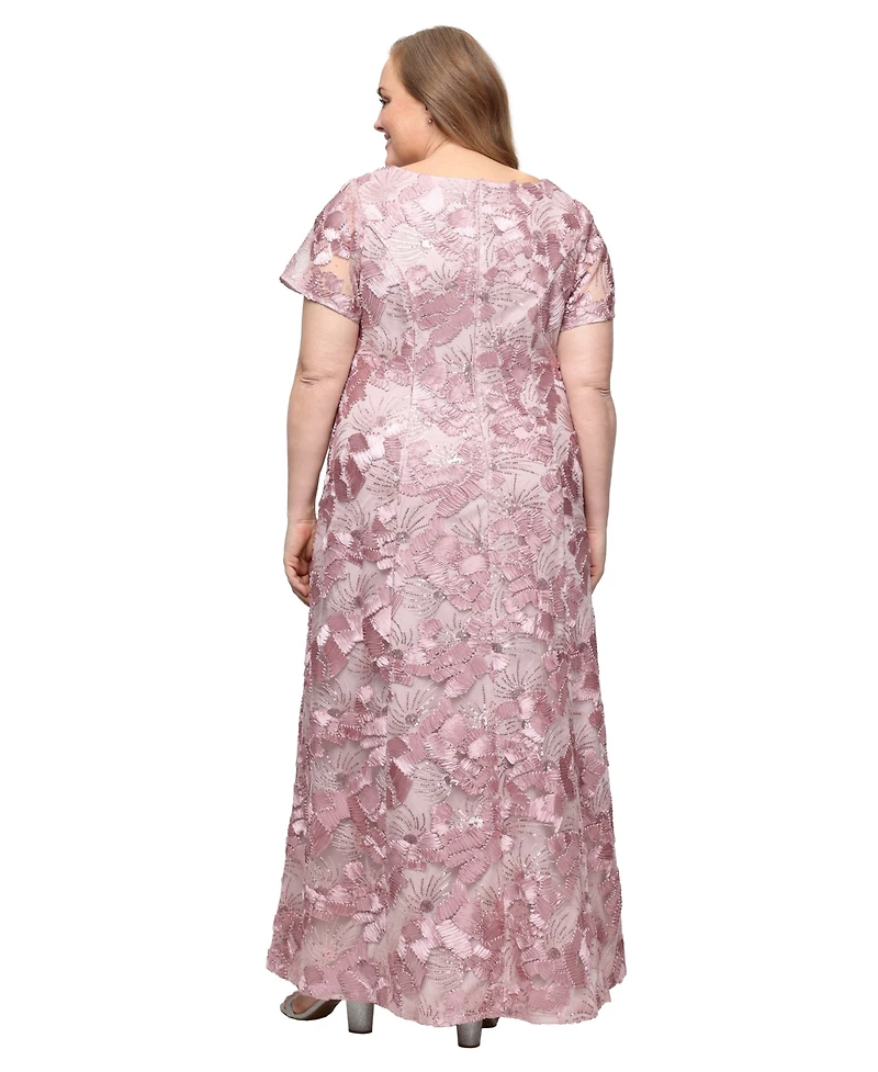 Alex Evenings Plus Sequinned Soutache Evening Gown