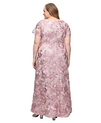 Alex Evenings Plus Sequinned Soutache Evening Gown