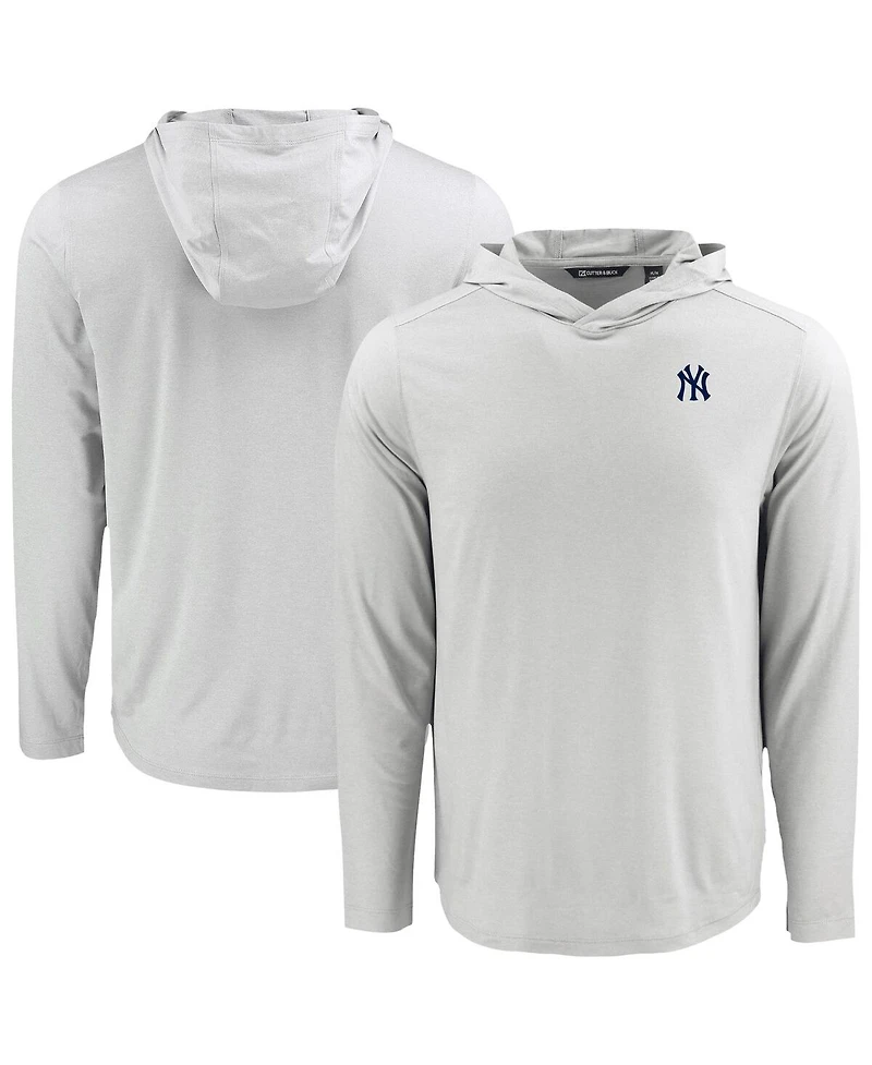 Cutter & Buck Men's Gray New York Yankees Coastline Epic Comfort Eco Hoodie Long Sleeve T-Shirt