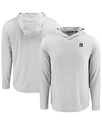 Cutter & Buck Men's Gray New York Yankees Coastline Epic Comfort Eco Hoodie Long Sleeve T-Shirt