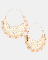 Style & Co Gold-Tone Beaded Half Hoop Earrings, Macy's Exclusive