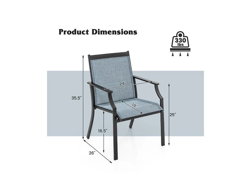 Slickblue 2-Piece Patio Dining Chair Set with Ventilated Seat and Metal Frame