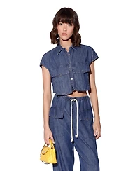 Walter Baker Women's Bryce Cropped Cargo-Pocket Chambray Top