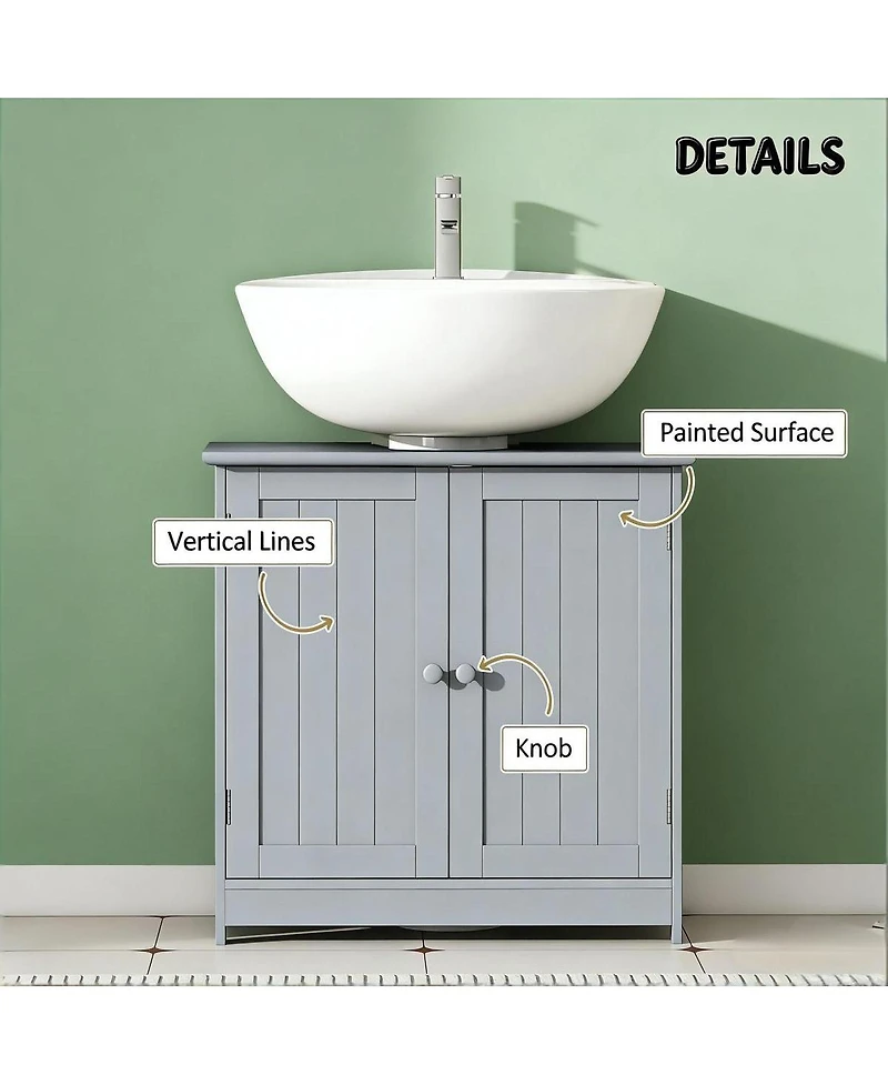 Sillysis 23.5 Inch Under Sink Bathroom Cabinet, Mdf Vanity with Adjustable Shelf for Pedestal Storage