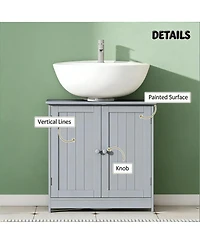 Sillysis 23.5 Inch Under Sink Bathroom Cabinet, Mdf Vanity with Adjustable Shelf for Pedestal Storage