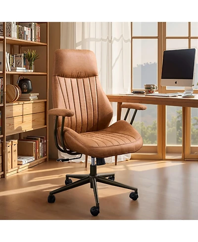 Xizzi High Back Ergonomic Office Chair, Swivel Suede Desk Chair with Lumbar Support, Height Adjustable Modern Executive Computer