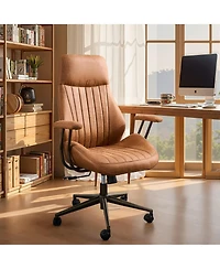 Xizzi High Back Ergonomic Office Chair, Swivel Suede Desk Chair with Lumbar Support, Height Adjustable Modern Executive Computer
