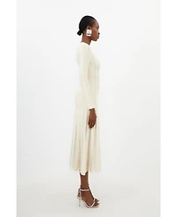 Karen Millen Women's Filament Full Skirt Knit Midi Dress