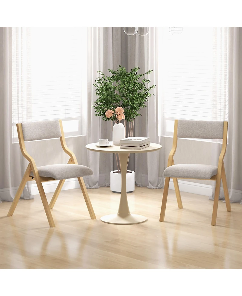 Gymax Folding Dining Chairs Set of 4 Wooden Table Chairs w/ Padded Seat Modern