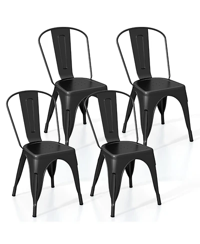 Gymax Tolix Style Metal Dining Chairs Set of 4 w/ Removable Backrest for Dining Room