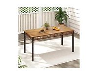 Slickblue Outdoor 63 Inch Dining Table with Slatted Acacia Wood Top