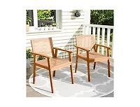 Slickblue 2-Piece Acacia Wood Patio Chairs with Rattan Backrests and Arms