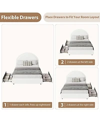 gaomon Queen Bed Frame Storage Drawers Upholstered Boucle Platform Round Headboard Heavy Duty Noise-Free No Box Spring
