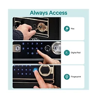 SereneLife Biometric Fingerprint Safe with Keypad & Backup Keys – Quick Access Digital Home & Office Security Box, Solid Metal Build