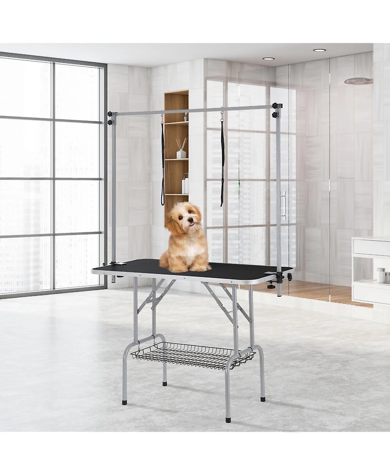 Cozito 46" Foldable Pet Grooming Table with Dual Arms and Clamp, 330 lb Capacity
